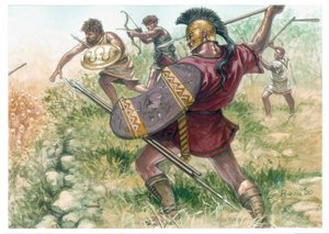 Kungariket Makedonien: soldater från det lätta infanteriet - Makedonien (antikt kungarike): soldater från det lätta infanteriet - Illustration av Giuseppe Rava av Giuseppe Rava