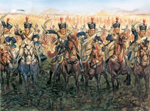 Napoleonkrigen: engelskt kavalleri som anfaller Illustration av Giuseppe Rava av Giuseppe Rava