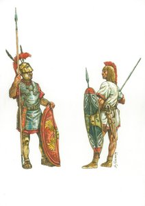 Romersk triarius och Hannibals latinamerikanska fotbollssoldat av Giuseppe Rava