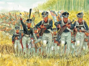 Ryska fälttåget: Ryska linjens infanteri mot Napoleon I:s (1769-1821) armé 1812 - Franska invasionen av Ryssland: Ryska kejserliga infanteriet mot Napoleon I:s stora armé av Giuseppe Rava