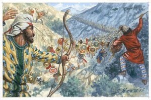 De tiotusen (styrkan av legosoldater), huvudsakligen grekiska, som användes av Cyrus den yngre för att försöka erövra tronen i det persiska riket Artaxerxes II av Giuseppe Rava