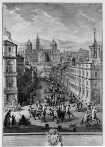 Santa Maria Maggiore från Piazza delle Quattro Fontane av Giuseppe Vasi