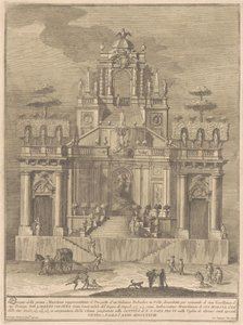 The Prima Macchina for the Chinea of 1778: A Countryside Belevedere with Hercules and Antaeus av Giuseppe Vasi, after Giuseppe Palazzi