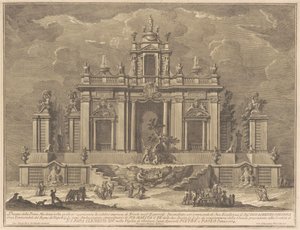 Prima Macchina för Kina 1774: Hercules and the Dragon in the Garden of the Hesperides av Giuseppe Vasi, after Giuseppe Palazzi, after Paolo Posi