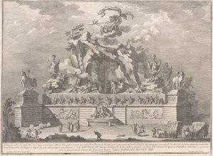 Seconda Macchina för Kina 1767: Etna med Vulcans smedja av Giuseppe Vasi, after Giuseppe Palazzi, after Paolo Posi