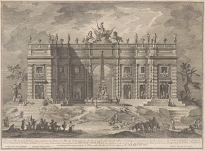Seconda Macchina för Chinea 1772: A Square with a Game Market and the Pantheon Fountain av Giuseppe Vasi, after Giuseppe Palazzi, after Paolo Posi