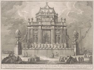Seconda Macchina för Kina 1773: Theriacs förberedelse i Venedig av Giuseppe Vasi, after Giuseppe Palazzi, after Paolo Posi