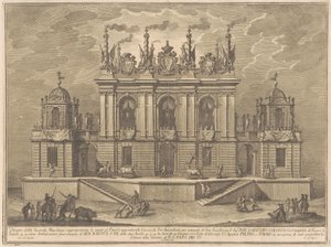 Seconda Macchina för Chinea 1775: En tjurfäktning av Giuseppe Vasi, after Giuseppe Palazzi, after Paolo Posi