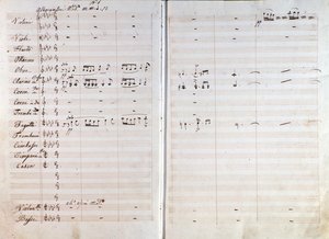 Dubbel sida av originalmusiken från Macbeth-operan av Giuseppe Verdi
