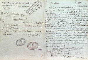 Handskrivet brev från Giuseppe Verdi till Aida librettos författare Antonio Ghislanzoni