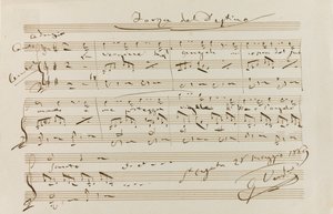 Musikaliskt citat från The Force of Destiny, St Agata, 28 maj 1869, 1869.