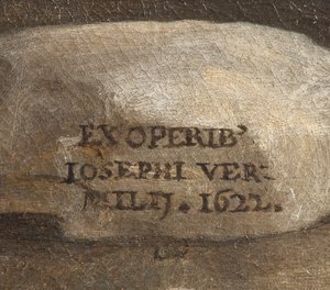 Konstnärens signatur, Nativity, detalj, 1622