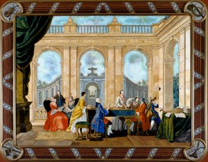 Panel i pietre dure inlägg föreställande musik