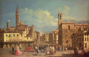 Badia Fiorentina och Palazzo Del Podesta på Piazza di San Firenze, ca 1754 (olja på duk)