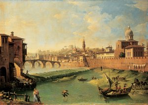 Utsikt över Arno och Ponte Alla Carraia