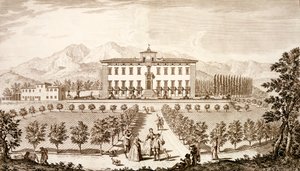 Utsikt över Villa del Barone, från "Views of Toscany" av Giuseppe Bouchard, publicerad 1744-57