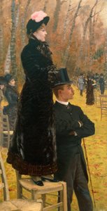 At Auteuil races av Giuseppe de Nittis (1846-1884), olja på duk
