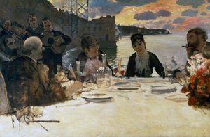 Lunch på Posillipo, ca 1879 (olja på duk) av Giuseppe or Joseph de Nittis