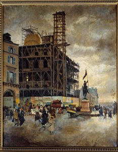Place de pyramides byggandet av Marsan-paviljongen (Paris) 1880. Målning Guiseppe Nittis (1846-1884) Ec. Ital av Giuseppe or Joseph de Nittis