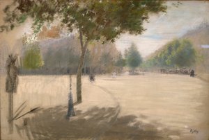 Soligt torg (olja på duk) av Giuseppe or Joseph de Nittis