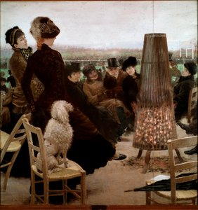 Lopparna i Bois de Boulogne Åskådare tittar på hästkapplöpningar. Målning av Giuseppe De Nittis (1846-1884) 1881 Rom, National Gallery of Modern Art