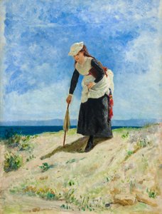 Kvinna på stranden, cirka 1875 (olja på duk) av Giuseppe or Joseph de Nittis