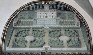 Villa della Pretaia från en serie lunetter som visar utsikten över Medici-villorna