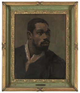 Head of a Black, inramad (olja på panel) av Glyn Warren Philpot