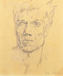 Head of a Man, ca 1920 (kol på papper) av Glyn Warren Philpot
