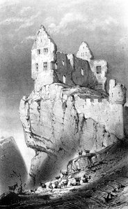 Chateau de Crussol, Saint-Peray, Frankrike, 1800-talet. av Godard Q. des Augustins