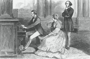 Prins Albert av Saxe spelar framför drottning Victoria och Felix Mendelssohn Bartholdy (1809-1847), gravyr