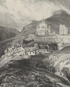 Exteriör absiden av Saint-Nectaire-kyrkan, 1831. av Godefroy Engelmann