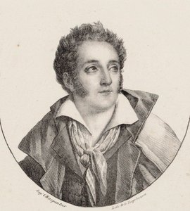 Porträtt av kompositören François Charles Mansui 1785-1847. av Godefroy Engelmann