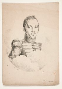 Okänd (porträtt av en soldat i bystlängd) av Godefroy Engelmann