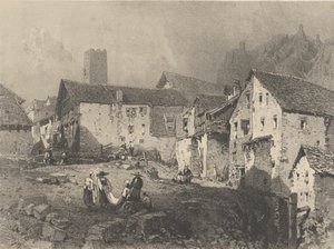 Utsikt över en bergsby, ca. 1829-33.