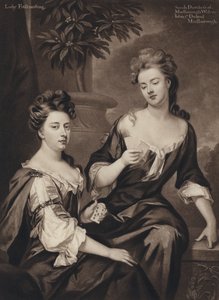Sarah, hertiginnan av Marlborough och Lady Fitzhardinge (litho) av Godfrey (after) Kneller