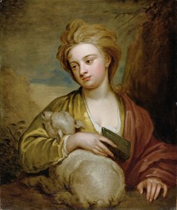 Portrait of a Woman as St. Agnes, traditionellt identifierad som Catherine Voss, ca 1705-10 (olja på duk) av Godfrey Kneller