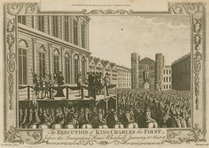 Avrättningen av kung Karl I inför Banketthuset i Whitehall den 30 januari 1649.