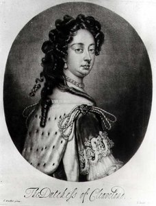 Porträtt av Barbara Villiers, hertiginna av Cleveland (1641-1709) graverad av J. Smith av Godfrey after Kneller