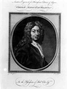 Porträtt av Thomas Wharton, första markis av Wharton (1648-1715), graverad av John Goldar (1729-95)