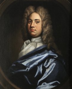 Porträtt av en gentleman av Godfrey follower of Kneller