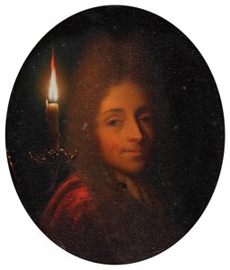 Självporträtt med brinnande ljus av Godfried Schalcken