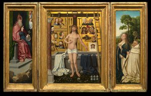 Triptyk av Antonius Tsgrooten (olja på panel) av Goossen van der (1465 c.1538) Weyden