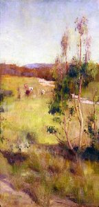 Gum Trees and Cattle (olja på duk) av Gordon Coutts
