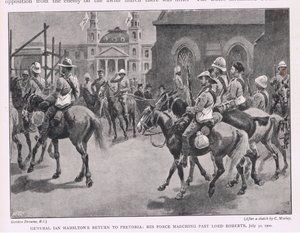General Ian Hamiltons återkomst till Pretoria: hans styrka marscherade förbi Lord Roberts 30 juli 1900 av Gordon Frederick Browne