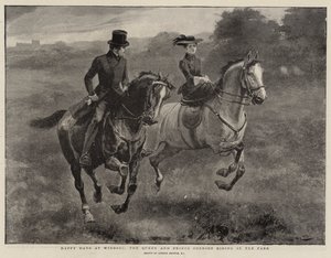 Lyckliga dagar i Windsor, drottningen och prinsgemålen rider i parken av Gordon Frederick Browne