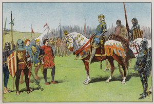 Henrik V före slaget vid Agincourt (färg litho) av Gordon Frederick Browne