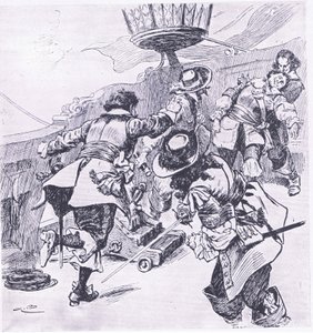 Von Tromps död 31 juli 1653, illustration från brittiska striderna på land och hav, 1915 av Gordon Frederick Browne