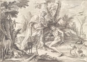 Gud Fadern och Adam i paradiset av Gottfried Bernhard Götz
