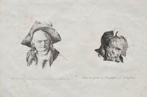 Samling av litografiska essäer: Två huvuden, 1816. av Gottfried or Godefroy Engelmann